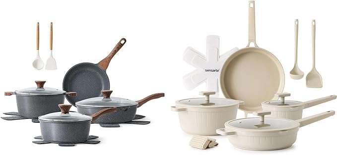 SENSARTE Ceramic Cookware Sets Pots and Pans Set Non stick 13 Piece Induction Cookware 14 Pcs Nonstick Kitchen Cooking Set w/Frying Pans Set Saucepans Set