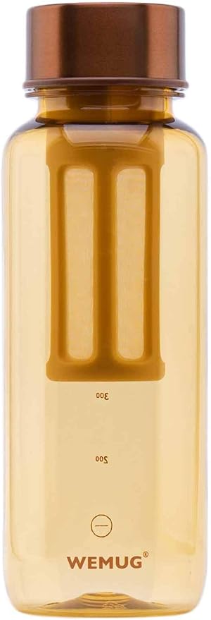 WEMUG Portable Cold Brew Maker 22 oz Modern Simple design Leak Proof Ultra Light BPA-Free Durable Plastic Copper (yellow)