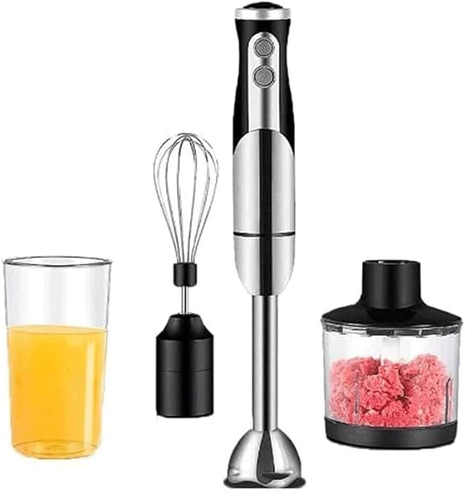 5-in-1 Immersion Blender Hand Blender 800W 2-Speed Powerful Stainless Steel Stick Blender with Milk FrotherEgg Whisk Chopper and with Lid