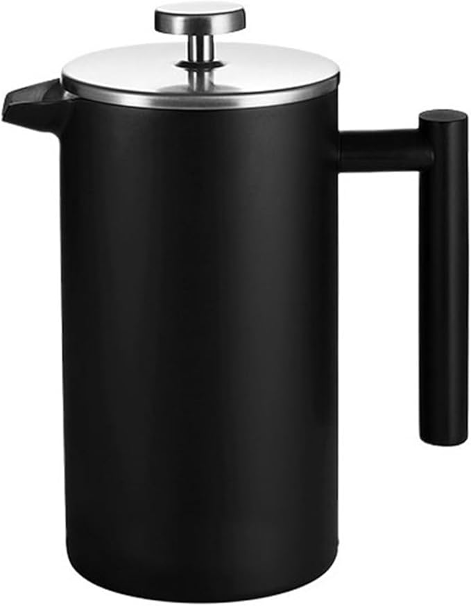 HASMI Coffee Kettle 304 Stainless Steel French Press Coffee Pot French Hand Brew Coffee Utensils Set of Tea Brewing Double Insulation Coffee Maker (Color : Black Size : 1000ml) Dingzhebo2022
