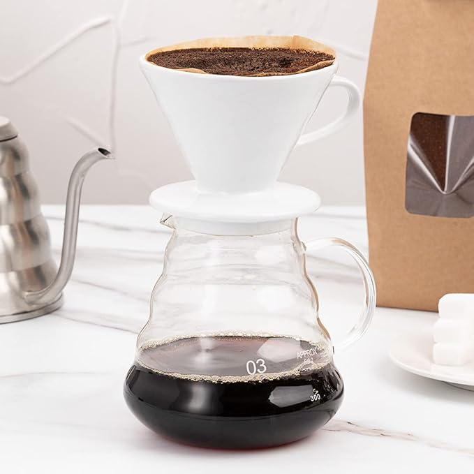 Restaurantware Restpresso 17 Ounce Coffee Dripper 1 Reusable Coffee Cone - With Drip Hole Retains Heat White Ceramic Pour Over Coffee Dripper For Home Cafe Or Restaurants