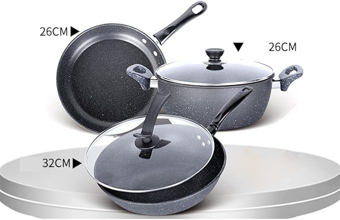 Cookware Set Frying Pan Soup Pot Stew Pot Wok Non- Stick Pan Saucepan Cooking Pot Set Kitchen Casserole Hotpot Steamer Boilers