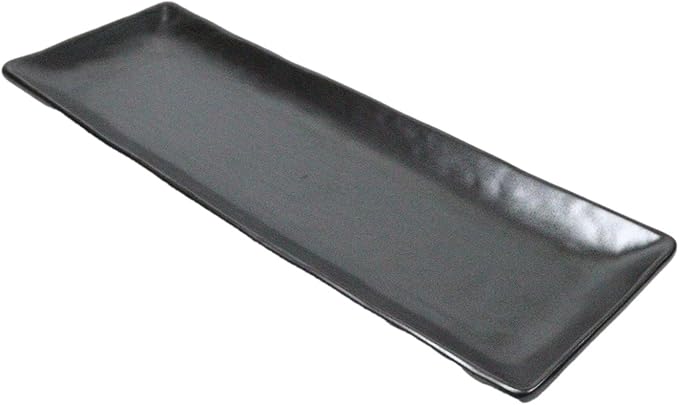 Ebros Gift Iron Black Clay Underglaze Technique Tetsu Kesho Porcelain Dinnerware Kitchen Set Asian Japanese Restaurant Supply (Pack Of 5 Rectangular Serving Platter 14 L)