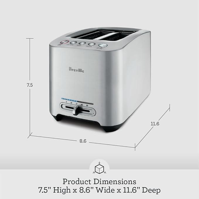 Breville BTA820XL Die-Cast Smart Toaster 2 Slice Brushed Stainless Steel