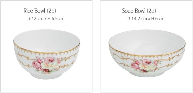 Hankook Chinaware 한국도자기 Flamor Rose Clara Dining Set for 2 Dinnerware Korean Fine Bone-China Dojagi Ceramic