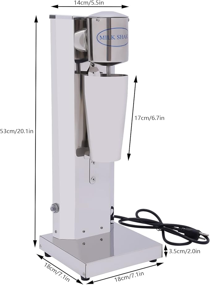 800ML Milk Shaker Stainless Steel Single Head Milk Shake Machine180w16000RMP Milkshake Drink Mixer Machine Blenders Mixer Kitchen Commercial 110V