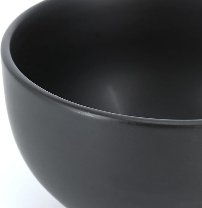 12 Piece Stoneware Dinnerware Set – Round Plates Bowls &amp Mugs for 4 Dishwasher &amp Microwave Safe Modern Matte Finish (Black)