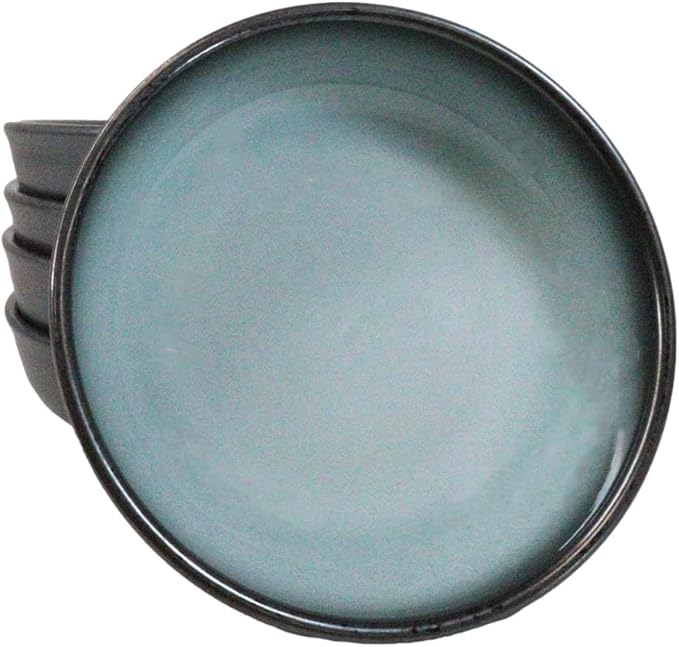 Ebros Gift Blue Sky Stars Artistic Seikai Porcelain Collection Dinnerware Serveware Kitchenware Set Asian Japanese Dining Restaurant Supply (Pack Of 5 Shallow Bowl Deep Plates 10oz)