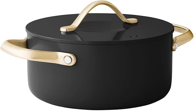 11 Piece Modern Ceramic Cookware Set (Black) – Nonstick Healthy Ceramic Interior – Heavy Gauge Aluminum with Induction Base – Oven Safe to 450°F