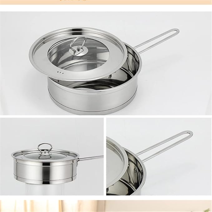 Cookware Set Stainless Steel Frying Pan Pot Soup Milk Pot Frying Pan Three-Piece Household (Color : A Size A (A