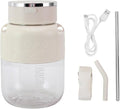 Portable Juicer Cup 800ml Rechargeable Detachable Electric Blender with Strap Straws for Office Gym Home Camping Travel Personal Juicer Bottle for Shakes Smoothies (White)