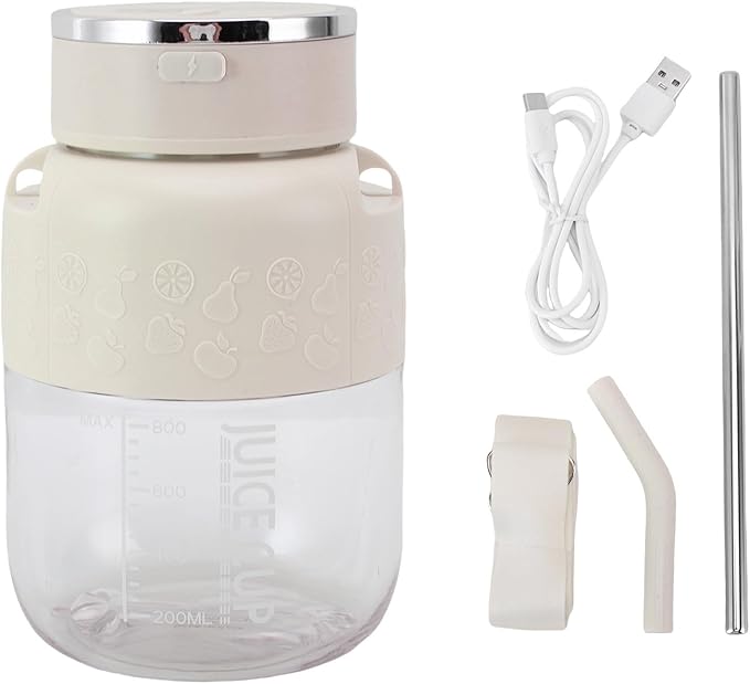 Focket Portable Blender 800ml USB Rechargeable Personal Juicer Mini Travel Blender with Detachable Design for Office Gym Home Travel (White)