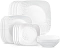 Corelle Cherish 16pc Dinnerware Set Service for 4 8 Plates 8 Bowls Chip &amp Break Resistant White Corelleware
