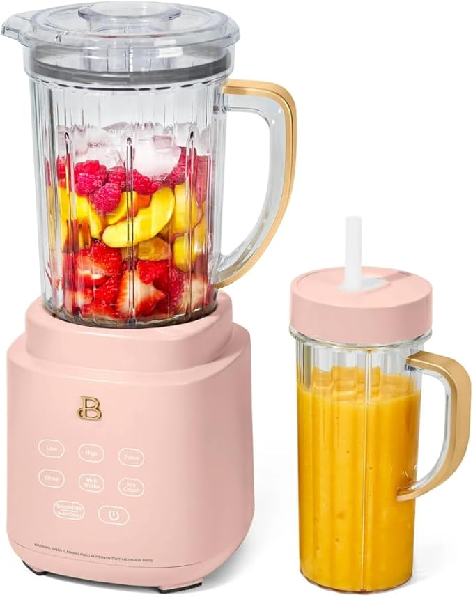 PowerExact Blender System with PrecisionSense Technology 700W Motor 50oz Tritan Jar 20oz Personal Cup Stainless Steel Blades (Rose)