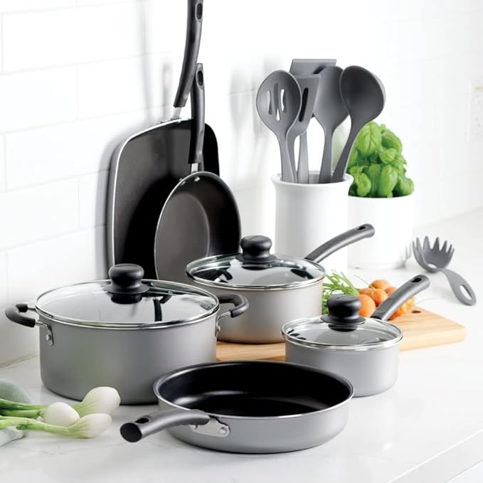 Kitchen Accessories 15 Pc Cookware Set - Silver Aluminum Nonstick Stainless Steel Cookware Set Kitchen Cookware Set