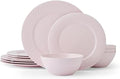 Miksa Trellis Pink Bone China Chip Resistant Lightweight 12 Piece Dinnerware Set Service for 4