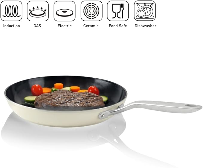 TeChef Collection 10 Ceramic Nonstick Frying Pan Skillet Nontoxic - Free of PFAS PFOA PTFE Made in Korea (10-in)