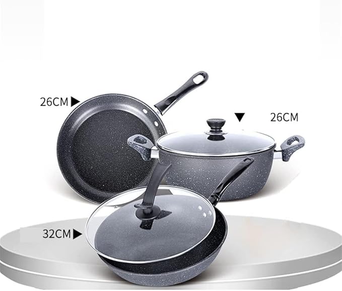 Cookware Set Frying Pan Soup Pot Stew Pot Wok Non-Stick Pan Saucepan Cooking Pot Set Kitchen Casserole Hotpot Steamer Boilers