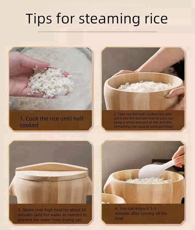1 Set of Steaming Rice Barrel Handmade Rice Barrel Steaming Rice Barrel with Lid Wooden Storage Barrel Sushi Rice Bread Container Suitable for Home Kitchen Restaurant