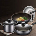 3-Piece Non-Stick Aluminum Alloy Cookware Set with 30cm Wok 26cm Frying Pan &amp 20cm Soup Pot Visible Lids