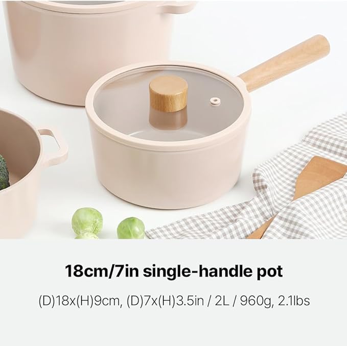 CZ Peach IH Induction Pot Induction 7-piece cookware set pink
