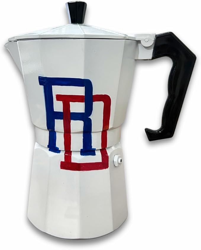 Hand-painted Dominican Coffee Maker Set -RD Flag Design Handcrafted Aluminum (6 Cups) for Serving Only