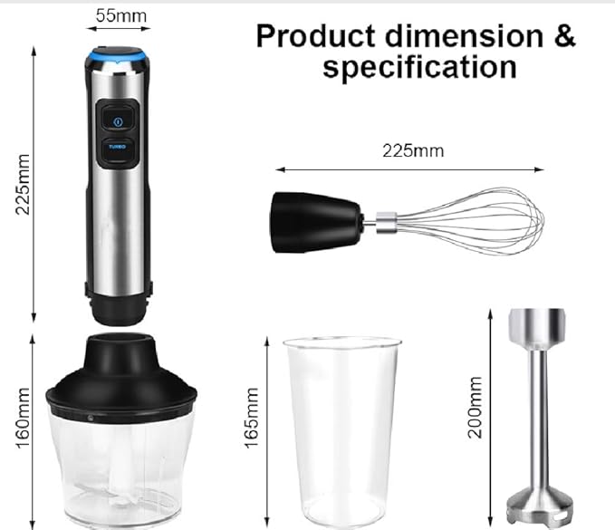 4 in 1 1500W Electric Stick Hand Blender Mixer Hand Immersion Egg Whisk Mixer Juicer Meat Grinder Food Processor
