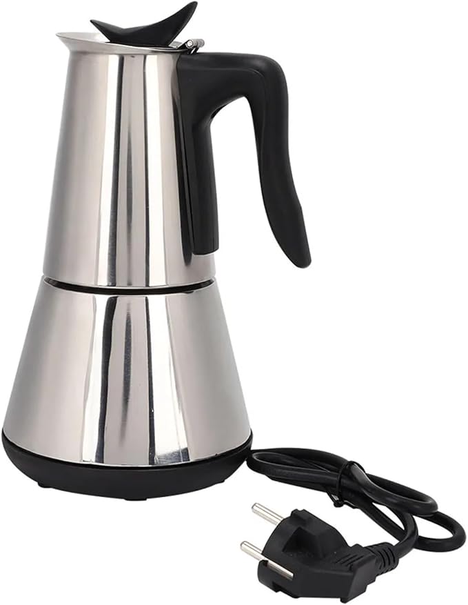 110V/220V Electric Coffee Maker 304 Stainless Steel Mocha Pot 300ml Percolator For Home Silver(110V Silver)