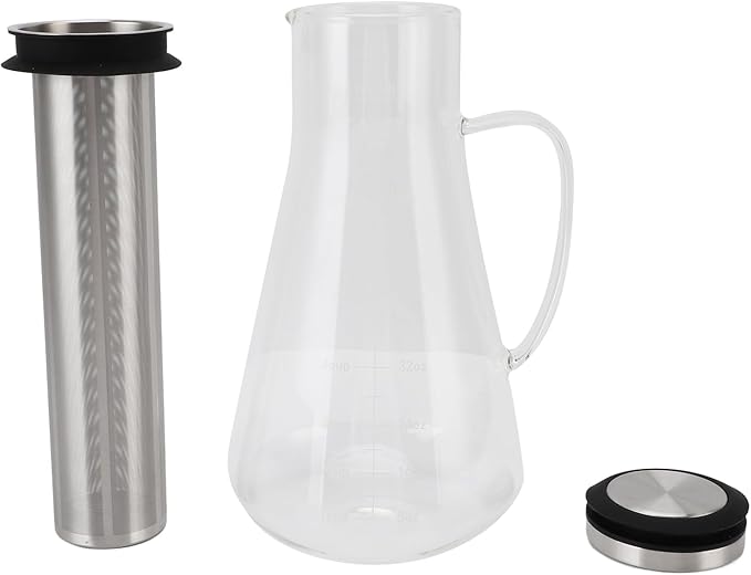 Cold Brew Coffee Maker 1600ML Stainless Steel Filter Temperature Proof Iced Coffee Brewer with Ergonomic Handle for Home Office