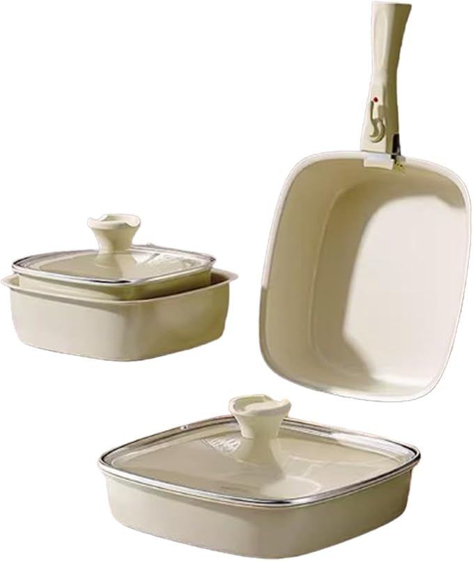 Pots and Pans Set Nonstick Kitchen Cookware Sets with Removable Handle Stackable Cooking Pot Set with Glass Lids Dishwasher-Safe