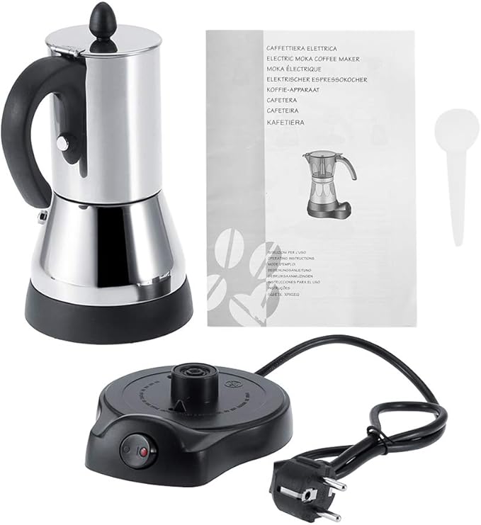 Electric Coffee Maker Stainless Steel Espresso and Cappuccino Machine Stainless Steel Mocha Pot Coffee Maker (300ml)
