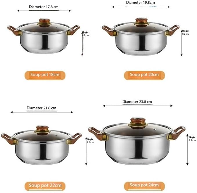 Multi Stove Type Use Cookware Sets Stainless Steel Soup Pot Kitchen Household Set