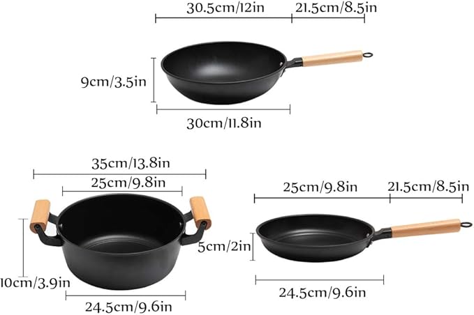 Cooking Pot Non Stick Cookware SetsIron Cooking Pots and PansFrying Pan and Saucepan Set Suitable for All StovesIncluding Induction3PCS