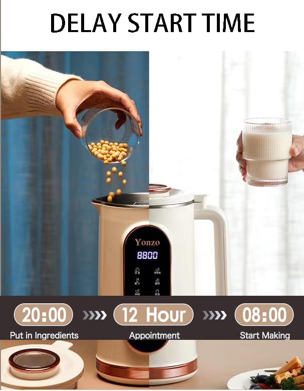 YONZO Heating Function Digital Nut Milk Maker Multi-Function LCD Display Heat Preservation
