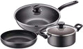 3 Pc Cookware Set Non Stick Coating Pan Setswith Tempered Glass Cover Non-Scald HandleSuitable for Many Kinds of Gas Including Cooker. Easy to Clean Pan Set