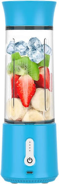 Portable Blender for Shakes and Smoothies USB Rechargeable Personal Blender Mini Blender with a 500ML Strong Stainless-Steel Blades and Powerful Motor For Travel Camping Gym (Blue)