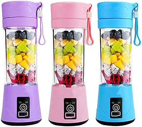 Portable Mini Blender for Shakes and Smoothie Blender 13 OZ for Travel Blender On the Go/ 2000mAh USB Rechargeable Home/Office/Outdoor with Six Blades in 3D. (Pink)