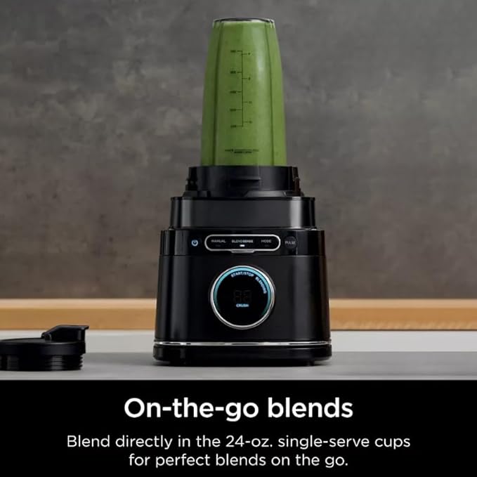 Niinja Detectt Power Blender Pro Personal 2 24 oz Single Serve Blend Sense Technology 1800 W 72 oz Pitcher Variable Speed Control To Go Cups color black (model 301)