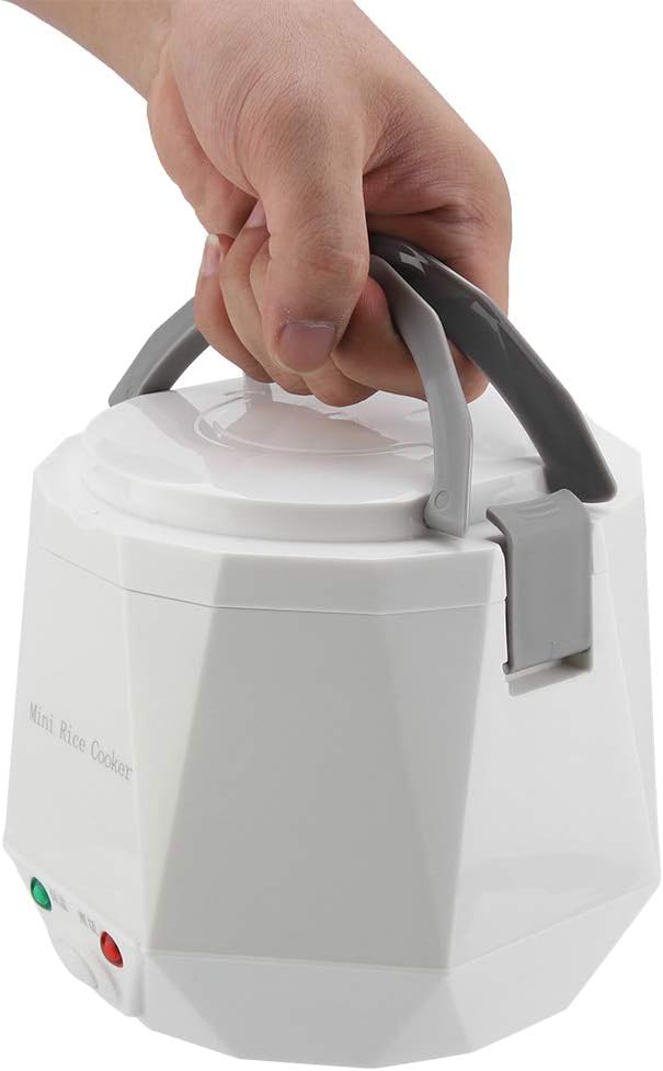 1.3 L Electric Portable Multifunctional Rice Cooker Non-stick Pot Keep Warm Food Steamer for Cars Home Student Dormitory for 1-2 People 12V 100W (White)