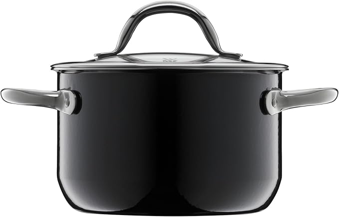 WMF Fusiontec Inspire 3-Piece Saucepan Set Black High-Tech Ceramic Induction Includes 3 Pots and 1 Glass Lid