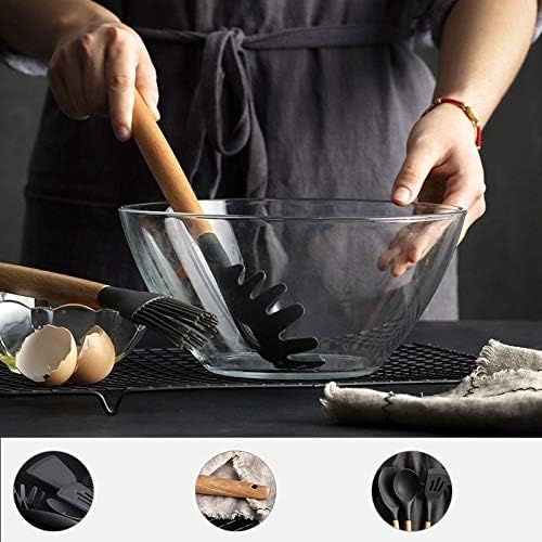 Silicone Wood Handle Spatula Heat-Resistant Soup Spoon Non-Stick Special Cooking Shovel Kitchen Tools Leak Shovel Cookware Set Cookware Picnic Boiler Cookware