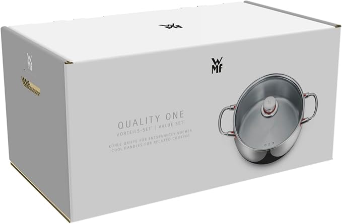 WMF Pot Set 5-Piece Quality One Steam Vent Glass Lid Cromargan® Stainless Steel Polished Suitable for Induction Hobs Dishwasher-Safe