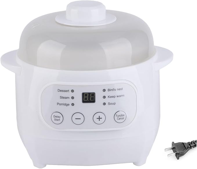 1L 200W Electric Stew Pot Ceramic Liner Versatile Cooker for Porridge Rice Soup