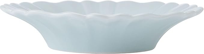 Pfaltzgraff Graceful Petals 12 Piece Stoneware Dinnerware Set Service for 4 Scalloped Plates Bowls for Everyday Use Blue