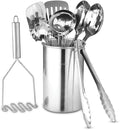 Avador® Premium Set of 10 Stainless Steel Kitchen Tool Set with Holder Easy To Clean Space Saving Great for Cooking Baking Prepping