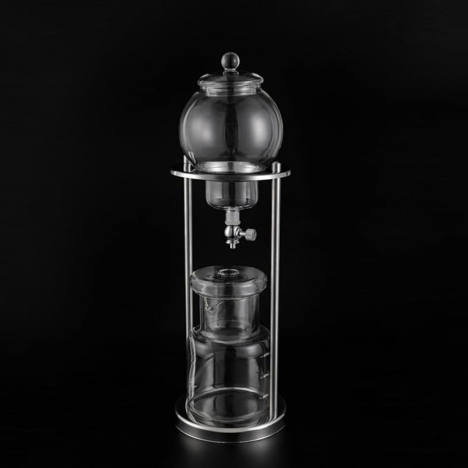 Cold Brew Drip Coffee Tower Ice Cold Brew Maker 600 ML / 20.29 OZ Cold Coffee Tea Making Machine for Home Office 6-8 Cups (Silver)