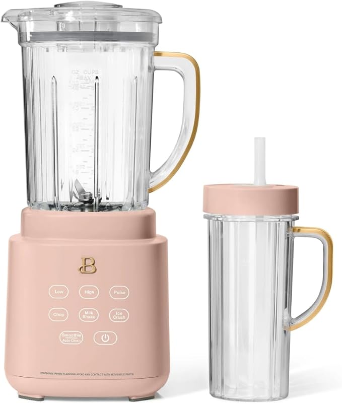 PowerExact Blender System with PrecisionSense Technology 700W Motor 50oz Tritan Jar 20oz Personal Cup Stainless Steel Blades (Rose)