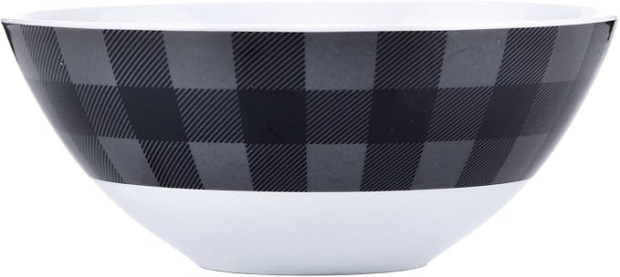 Safdie &amp Co. Buffalo Plaid Grey Black 16 Piece Dinnerware Set Service for 4 Fiesta Dinnerware home trends and home food network essentials Porcelain dinner plates 16 L x 12 W x 15 H