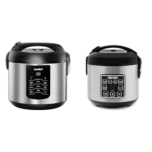 COMFEE' 6-in-1 Multi Cooker Bundle with AROMA 4-Cup Digital Rice Cooker Steamer and Food Cooker