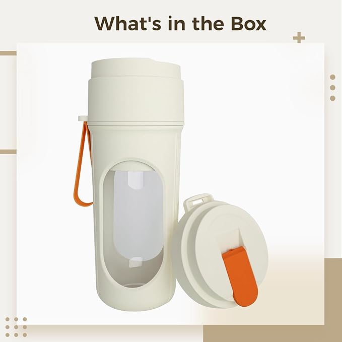 Juicer Blender Portable Usb Rechargeable Smoothie Maker Ice Crushing 1500Ma Battery 40W 21000 R/Min White And Orange